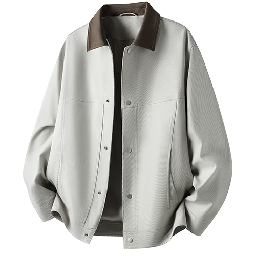 Caesar Men's Spring Button Retro Colorblock Windproof Breathable Durable Easy-Care Casual Jacket with Lapel Collar