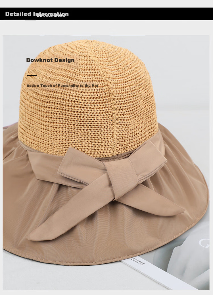YUYULA Black Vinyl Sunscreen Hat Women Summer Outdoor UV Protection Sun Hat Fashionable Breathable Bucket Hat Beach Hat 3