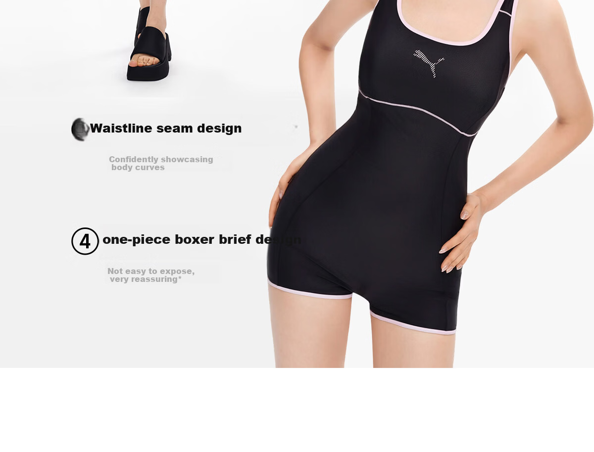 PUMA Women's One-Piece Swimsuit, Slimming And Concealing, High-Performance Racing Swimwear, Suitable for Hot Springs And Swimming Pools, Plus Size Equipment 18