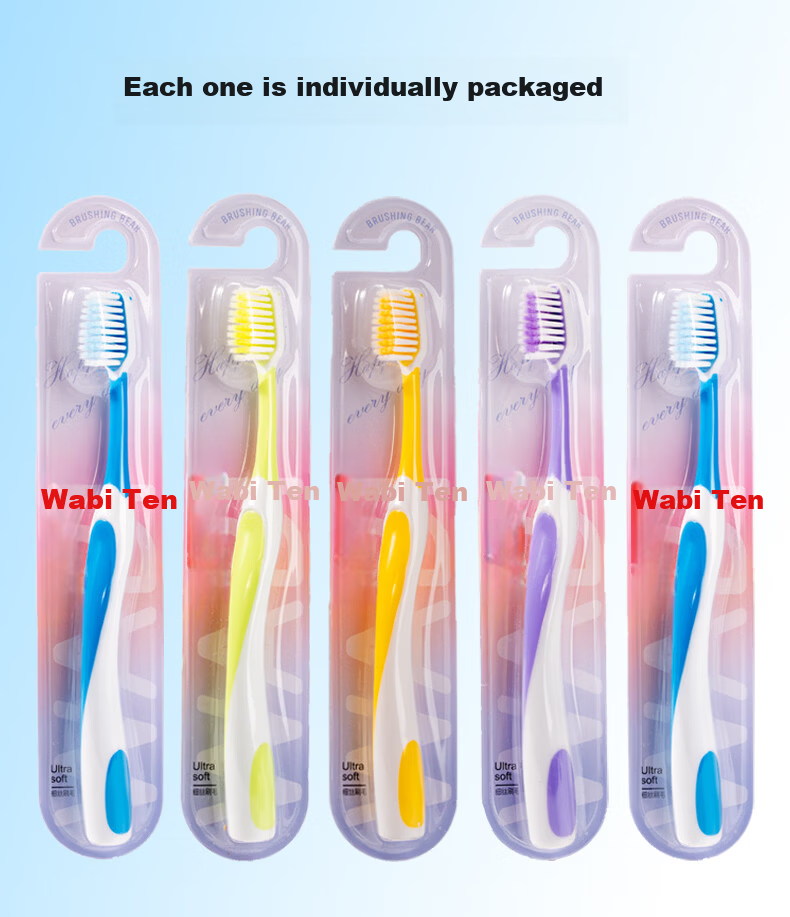 Wabi Soft Bristle Toothbrush New Upgrade Thin Wide Gum Care Ultra Fine Ultra Soft Adult Men Women 10-Pack Individually Wrapped 8