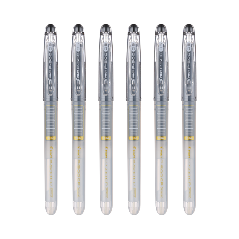 PILOT P500 CP Transparent Black Gel Pen 0.5mm Student Stationery Water-Based Ink Black Exam Pen 6-Pack