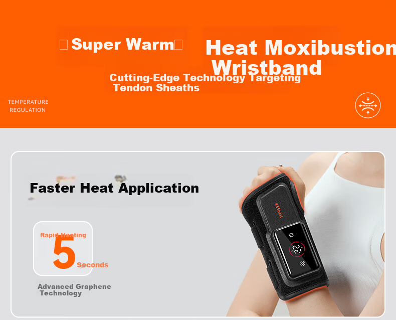 Kepufi Wrist Brace Heat Therapy Tendon Sheath Moxibustion Massage Device Wrist Support Joint Heating Instrument Practical Mother's Day Women's Birthday Gift WB01 Double 3