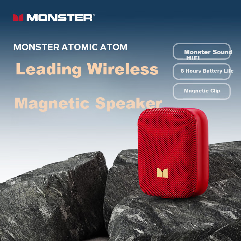 Monster M17 Wireless Bluetooth Speaker Mini Portable Outdoor Music Sound System Subwoofer IPX5 Waterproof Mini Speaker Home Theater Gem Red