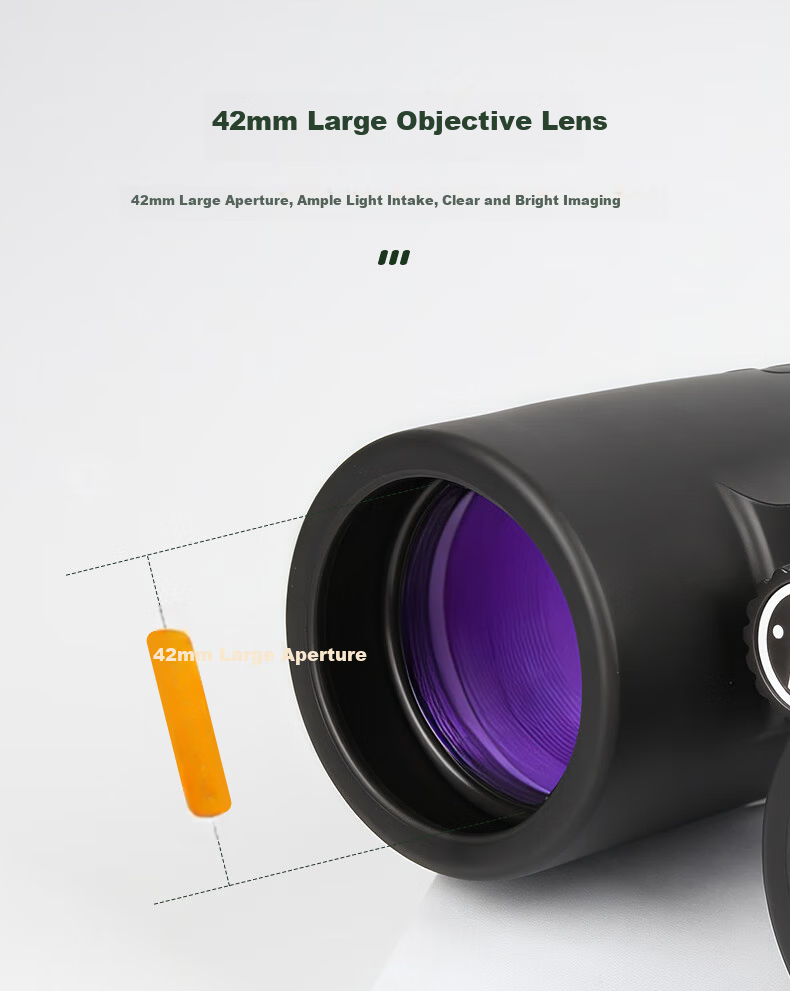BIJIA 10X42 Purple Coated Multi-Functional Outdoor Multi-Layer Coated High-Definition High-Transparency Multi-Power Binoculars Anti-Slip Telescope 8