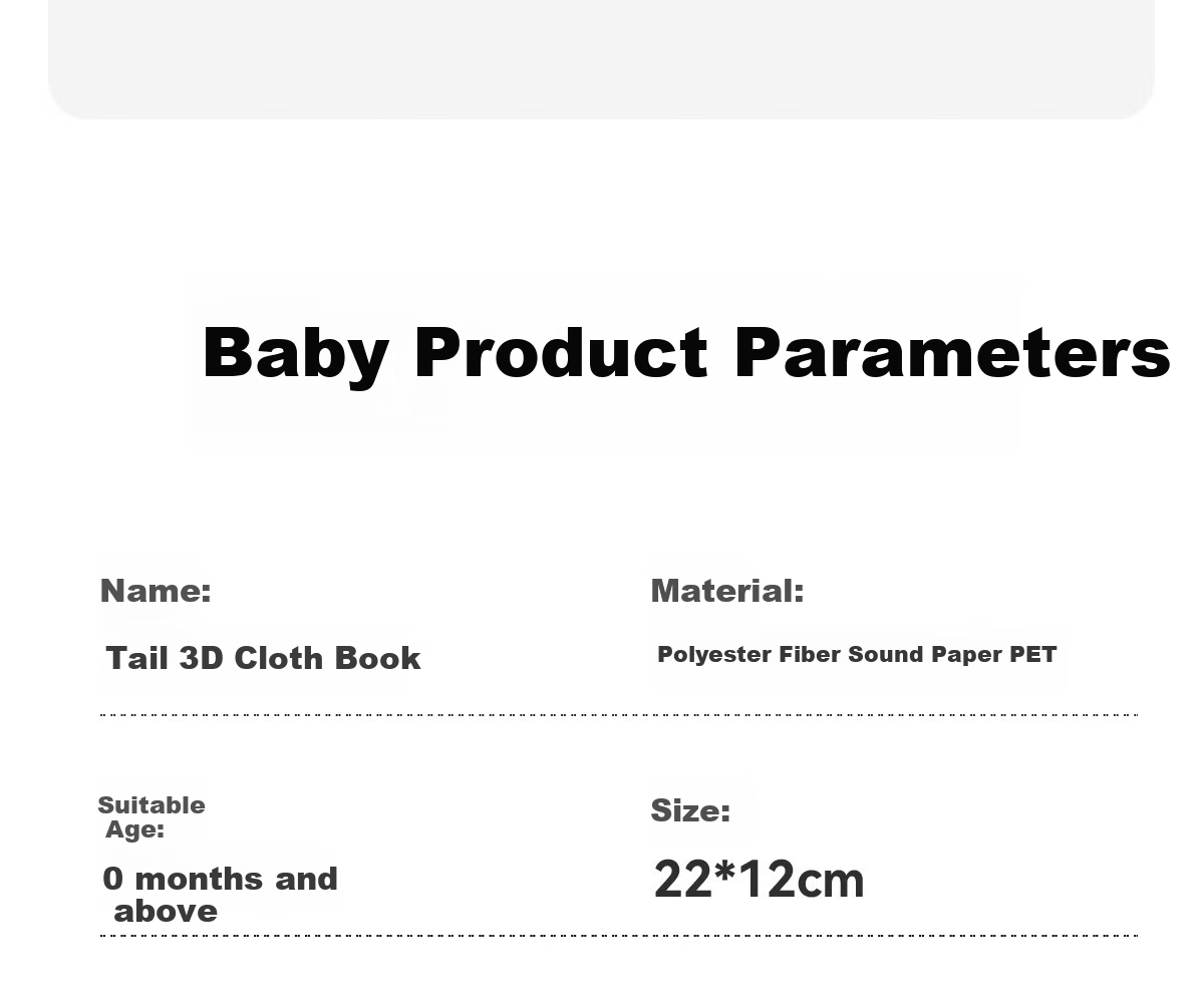 Dimoarch Early Education Cloth Book Baby Teething Washable Tear-Resistant Sound Tail Book 0-6-12 Months Children's Day Gift 17