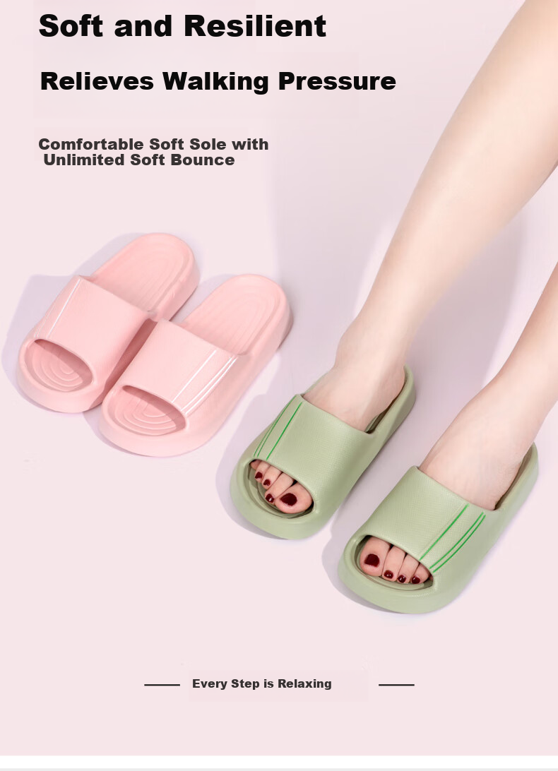 Grace Women's Indoor Non-Slip EVA Odor-Resistant Silent Slippers, Green, Size 38-39 9