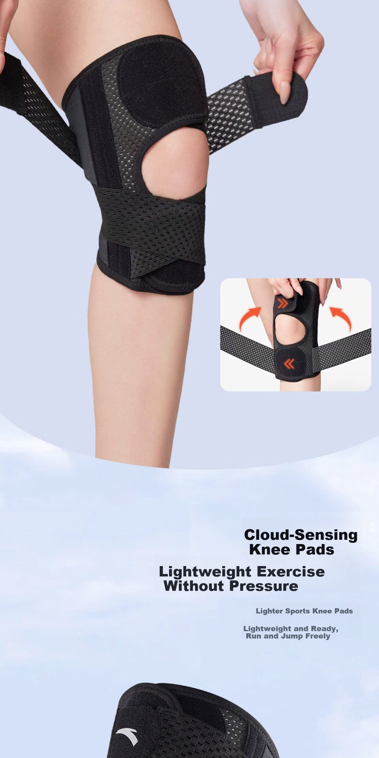 Anta Knee Brace for Meniscus Injury Sports Joint Knee Synovitis Ligament Effusion Special for Mountaineering Basketball Badminton Running 5