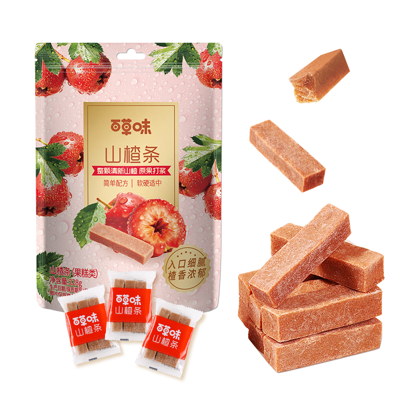 百草味山楂条228g/袋 果丹皮干蜜饯果干果脯童年零食小吃休闲食品烘焙