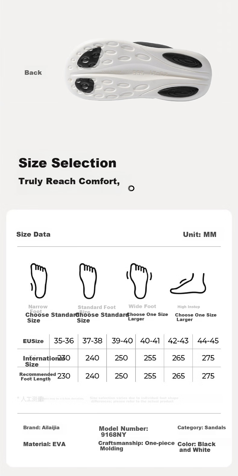 AILAIJIA Men's Sports Outdoor Slippers with Detachable Midsole Beach Sandals Size 42-43 White 10