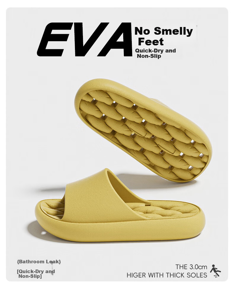 Guoluofi Bathroom Slippers Men Quick-Dry Water-Draining Indoor Shower Non-Slip Couple Summer Yellow Size 40-41 6