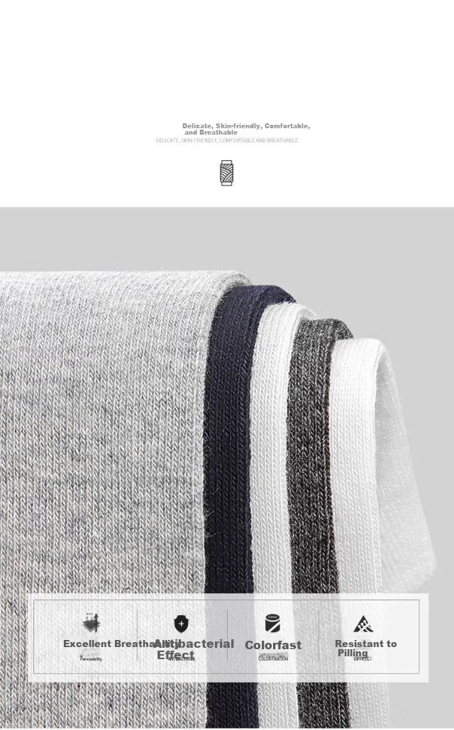 Warrior Men's Summer Short Socks, Pure Cotton Thin Anti-Odor Sports Socks, 10A Antibacterial Breathable High-Elastic Non-Binding Cotton Socks 5