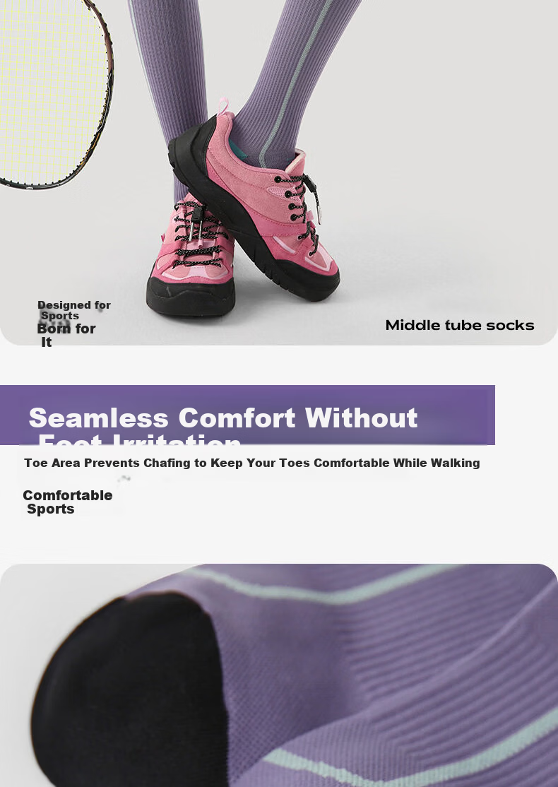 Dewick Sports Socks Long Socks Running Sweat-Absorbing Odor-Resistant Antibacterial Basketball Socks for Men and Women Casual White 3 Pairs L 10