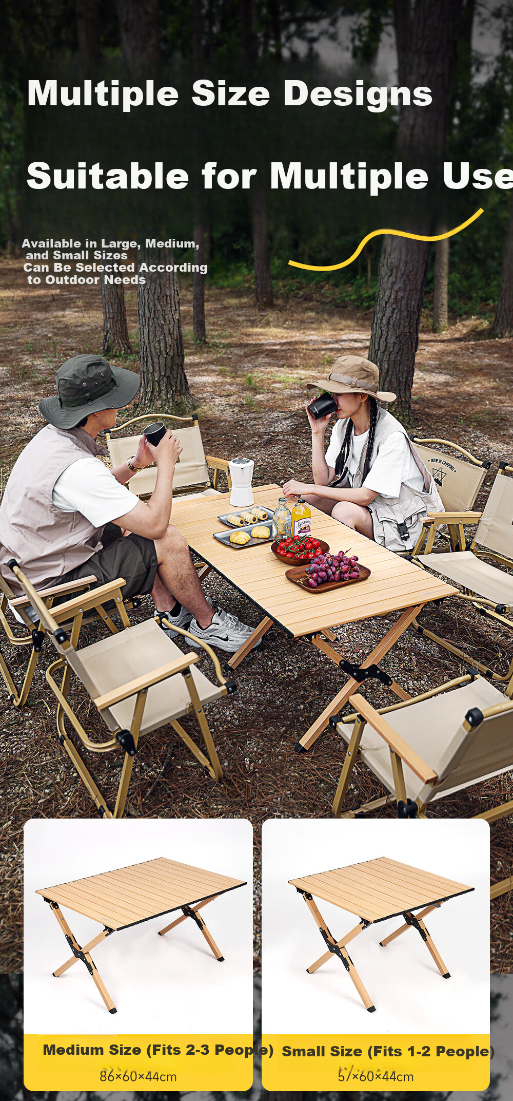 Sunnyfeel Flat Folding Aluminum Alloy Double-Sided Egg Roll Camping Table Picnic Portable Outdoor Camping Cooking Table and Chair Set 10