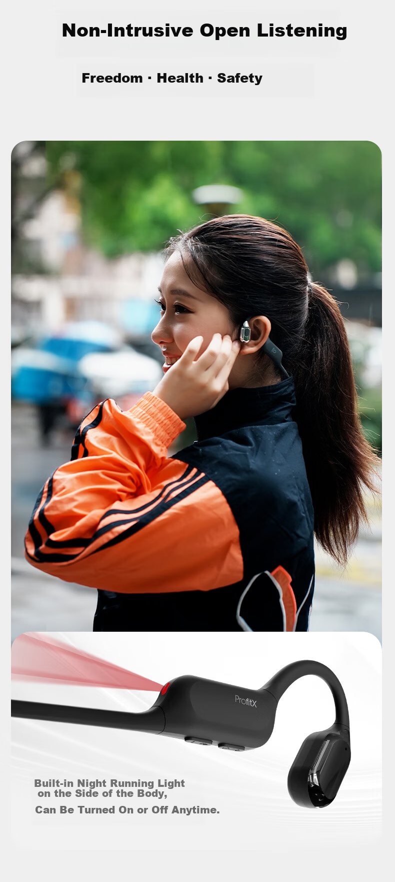 Guling New W80 Professional Bone Conduction Swimming EO Earphones Ear-Hook Sports Running Open Wireless Bluetooth In-Ear Waterproof Compatible with Apple Huawei Feisha Black 15