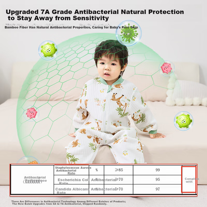 Baby Sleeping Bag Spring and Summer Children's Anti-Kick Bamboo Cotton Air Layer Leg-Separated Sleep Sack Deer Pattern Size 80