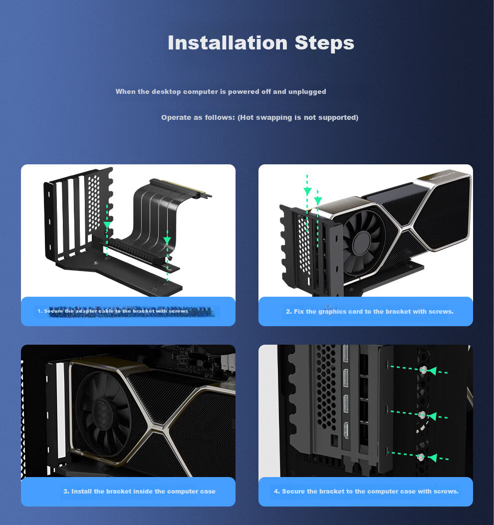 Gechu PCIe 5.0 Vertical GPU Bracket for 3-Slot Thick PCIe 5.0 Graphics Cards, Compatible with RTX 5090 (Ti) and RX 9070 (XT) GPUs 9