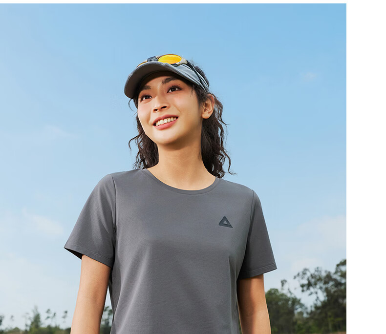 Peak Quick-Dry Short Sleeve Women's Summer Loose Breathable Sun Protection Waist-Cinching Casual T-Shirt Outdoor Sports Running Shirt DF662142 28