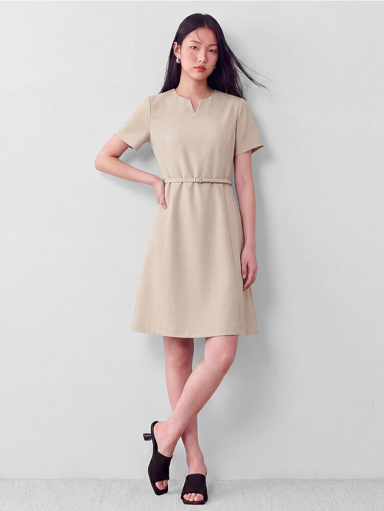 G2000 Women's 2026 Spring Summer Draped Short Sleeve Dress with Belt Comfortable Stretch Mall Edition 24