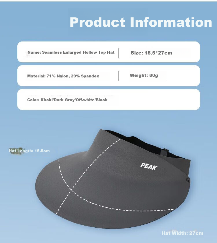 Peak Sunshade Hat Large Brim Integrated Sun Protection Hat Seamless Foldable Outdoor Sun Hat Open Top Hat for Cycling and Fishing 12