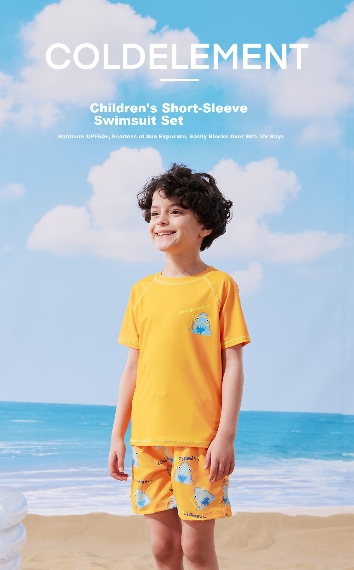 Cold Element Kids Two-Piece Swimwear Boys Quick-Dry Short Sleeve Summer Large Children Swimsuit New Arrival 2