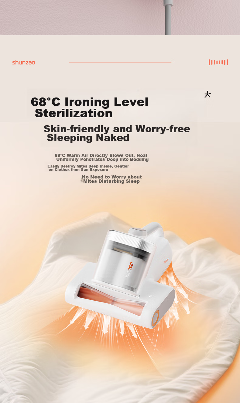 Shunzao Dust Mite Remover Bed, High Suction Dust Bag Model, Anti-Tangling, 3D 68°C Hot Air Drying, Home Bed Vacuum Dust Mite Remover with UV Sterilization, Meimeng W20 Plus 14
