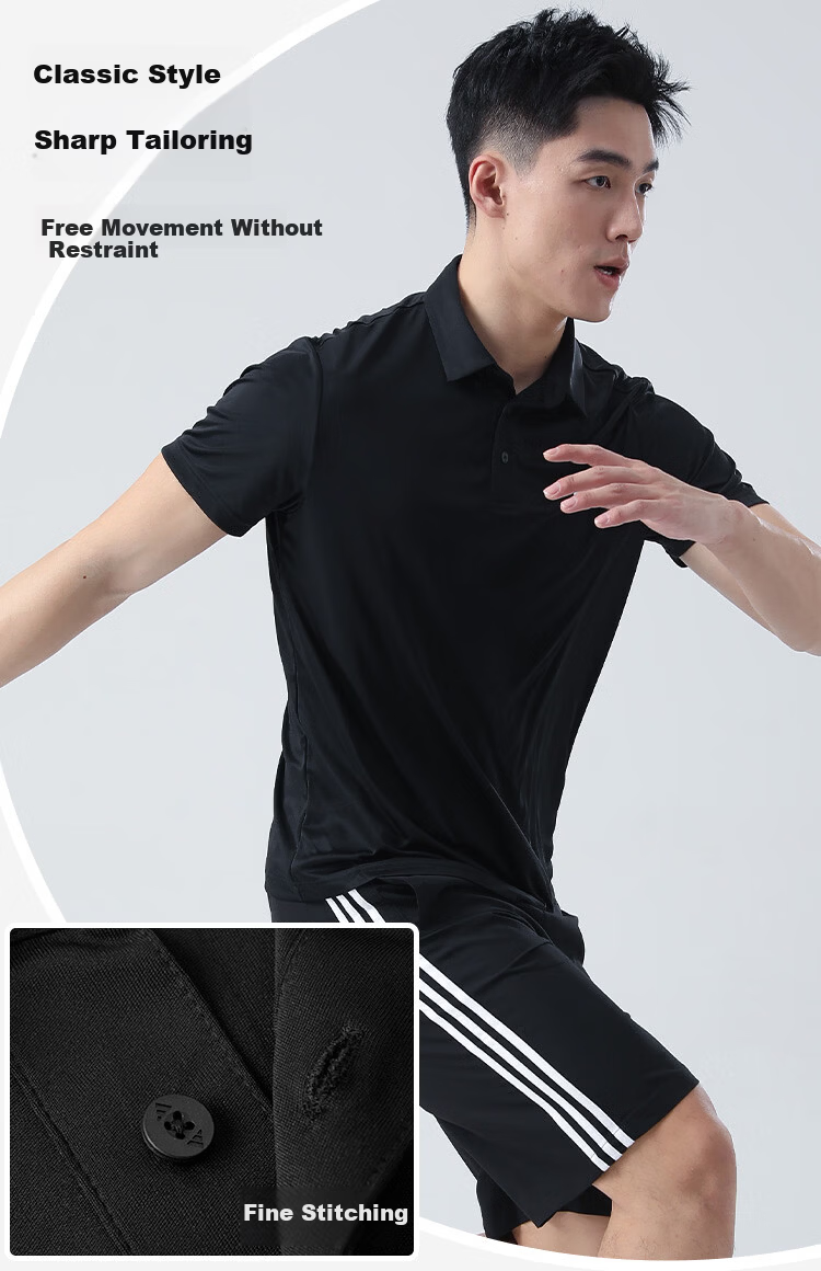 Adidas Men's Short-Sleeve Polo Shirt, Summer New Quick-Dry T-Shirt, Business Golf Collared Casual Sports Training Top 5