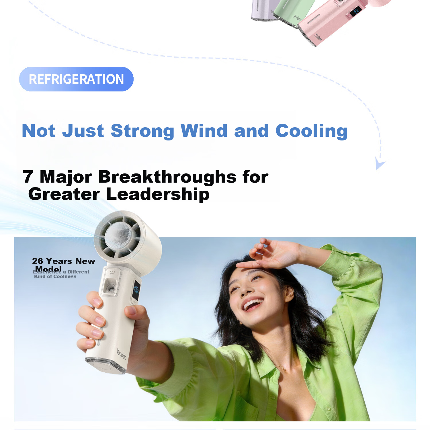 Yoobao Handheld Mini Fan, Semiconductor Cooling, Rechargeable, Long Battery Life, Quiet, Portable, for Summer Outdoor Camping, Student Cooling Device 3