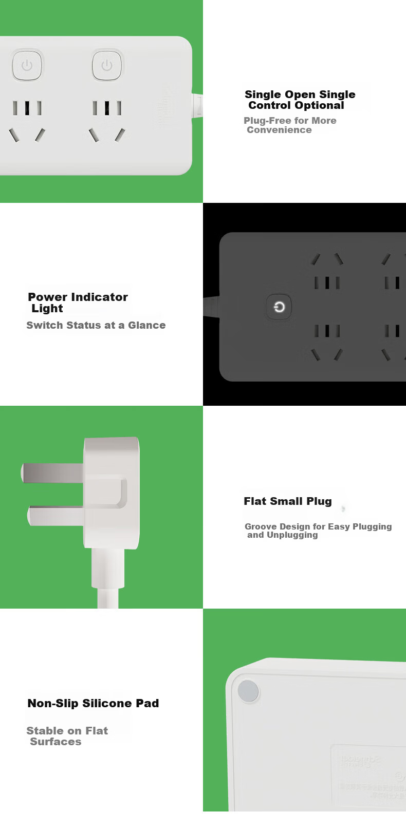 Schneider New National Standard Safety Power Strip, Socket/power Strip/outlet Strip, 6 Outlets with Master Switch, Total Length 1.8 Meters, A+C 20W 6