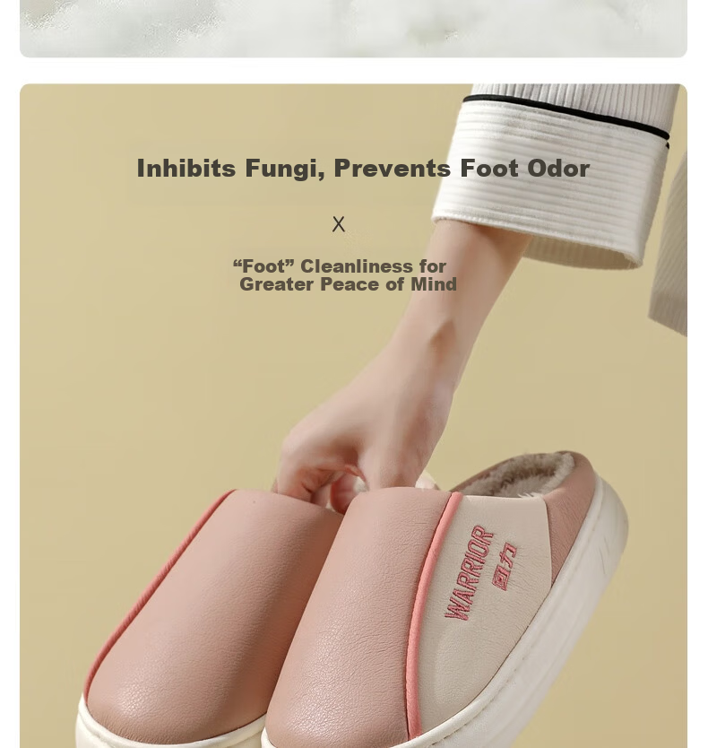 Warrior Waterproof Colorblock Easy-Clean Thick-Soled Fleece-Lined Indoor Outdoor Couple Cotton Slippers HL0717 Khaki Size 38-39 8