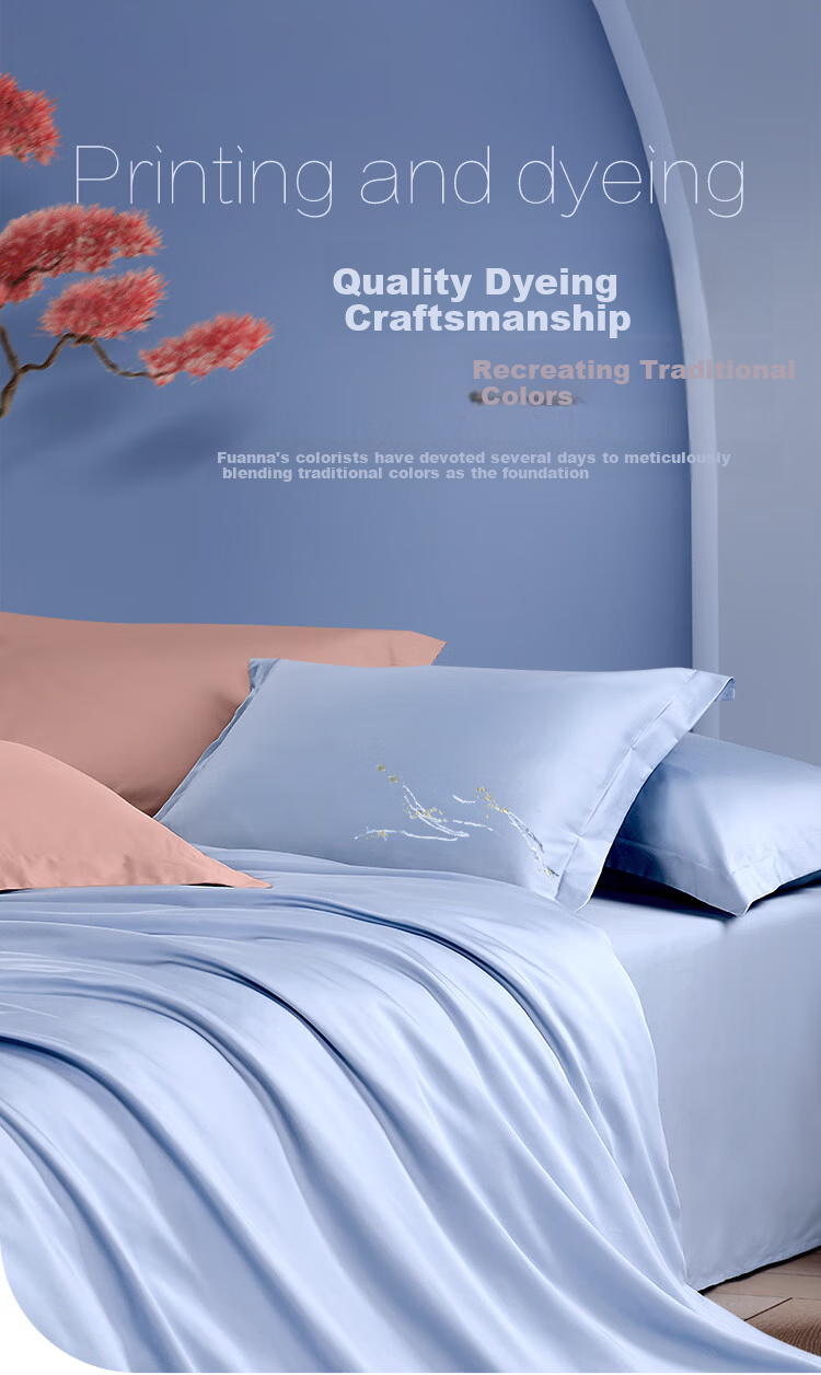 FUANNA Cotton Bedding Set with 60-Count Long-Staple Cotton, Embroidered Duvet Cover And Bed Sheet Set, 203*229cm 5