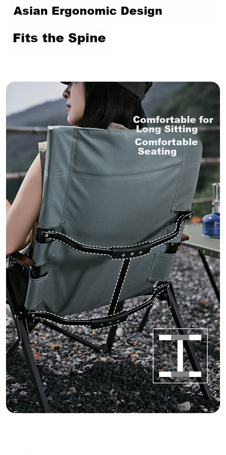 ABENAKI Outdoor High-Back Seal Recliner Aluminum Adjustable Premium Folding Camping Fishing Chair Large River Chair 5