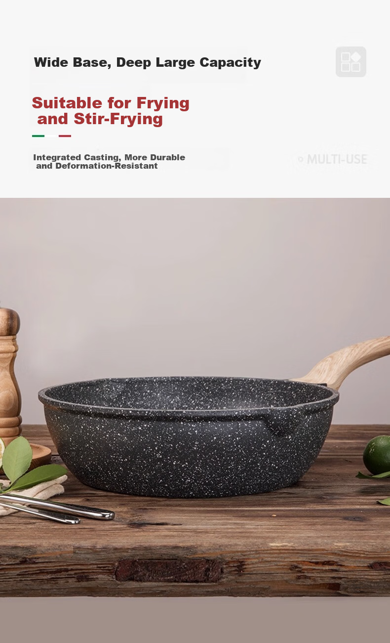 CaROTE Maifanshi Non-Stick Wok, Household Small Stir-Fry Pan, Titanium Pot, Suitable for Induction And Gas Stoves, Cooking Pan, 28cm 6