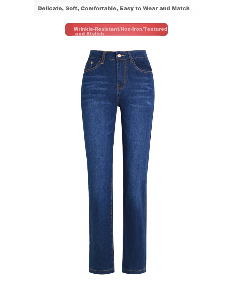 Romon Women's Summer Casual Fashion Slim High-Waist Straight-Leg Jeans Dark Blue 27 2