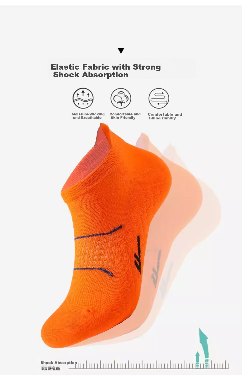 Warrior Sports Socks for Men, Breathable Shock-Absorbing Non-Slip 10A Antibacterial Wear-Resistant Football Running Training Thickened Terry Bottom Short Socks 7