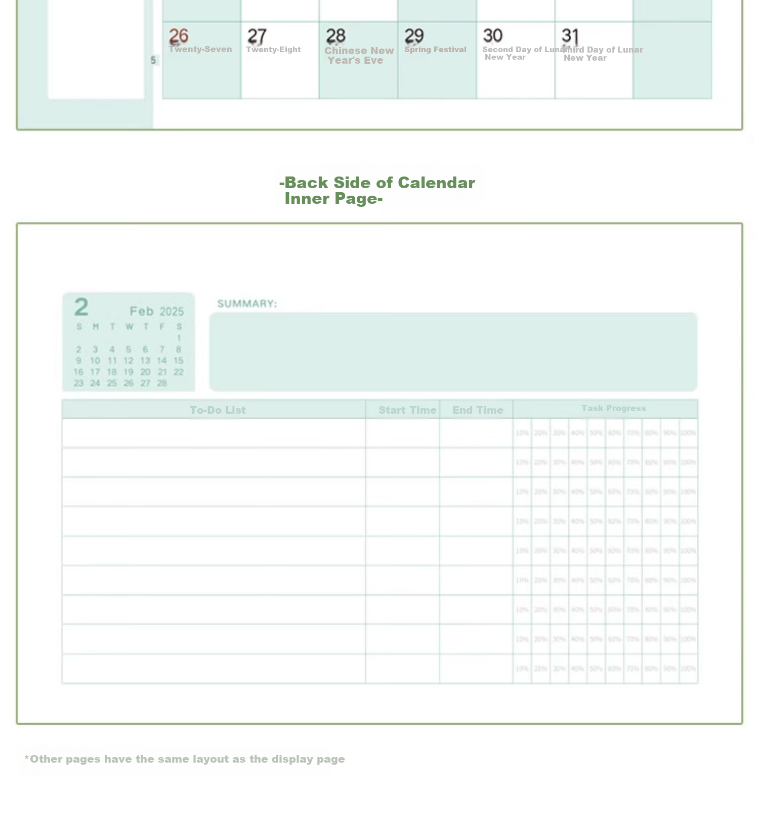 Sannianerban Morandi 2025 Desk Calendar, Desktop Ornament, 2026 Calendar, Self-Discipline Check-In Book, Diary, Wall Clock, Monthly Calendar, Looking Forward to The Future, Medium Size (Olive Green) 12