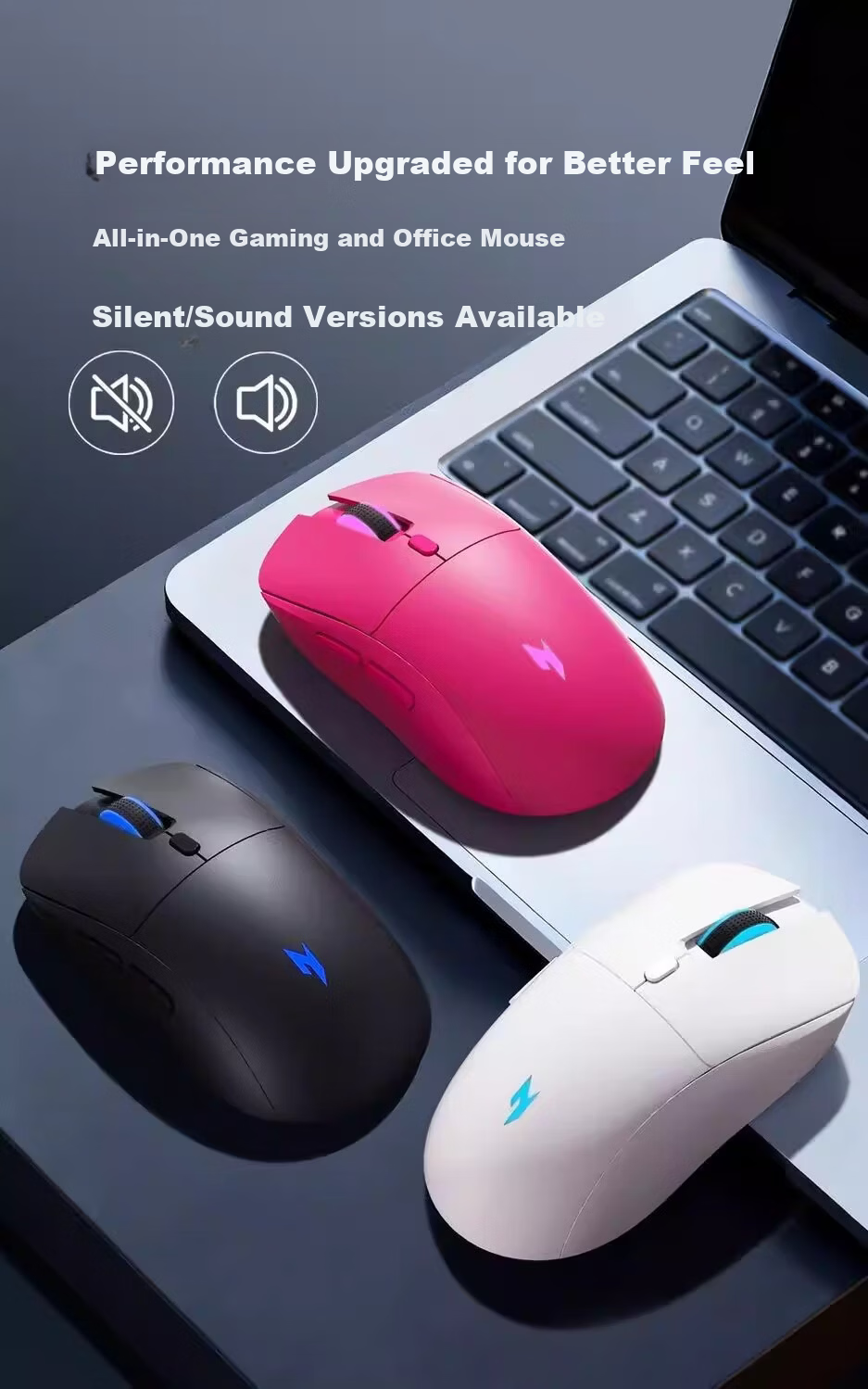 Acer Three-Mode Gaming Mouse RGB Lighting Silent Click Rechargeable Wireless Bluetooth Wired Ergonomic OMR319 Rose Red 1