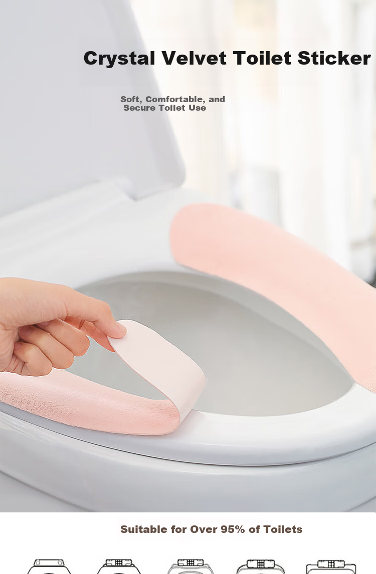 Yunjie Adhesive Toilet Seat Covers Washable Thickened Toilet Mats Home Use Toilet Seat Covers 6 Pairs (12 Pieces) 1