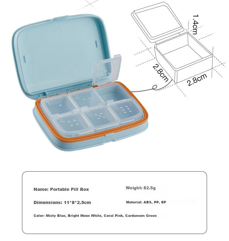 Daisy Leaf Portable Small Pill Box, Daily Light-Proof Pill Organizer, Mini Personal Medicine Storage Container, Moisture-Proof Compartment Box 3