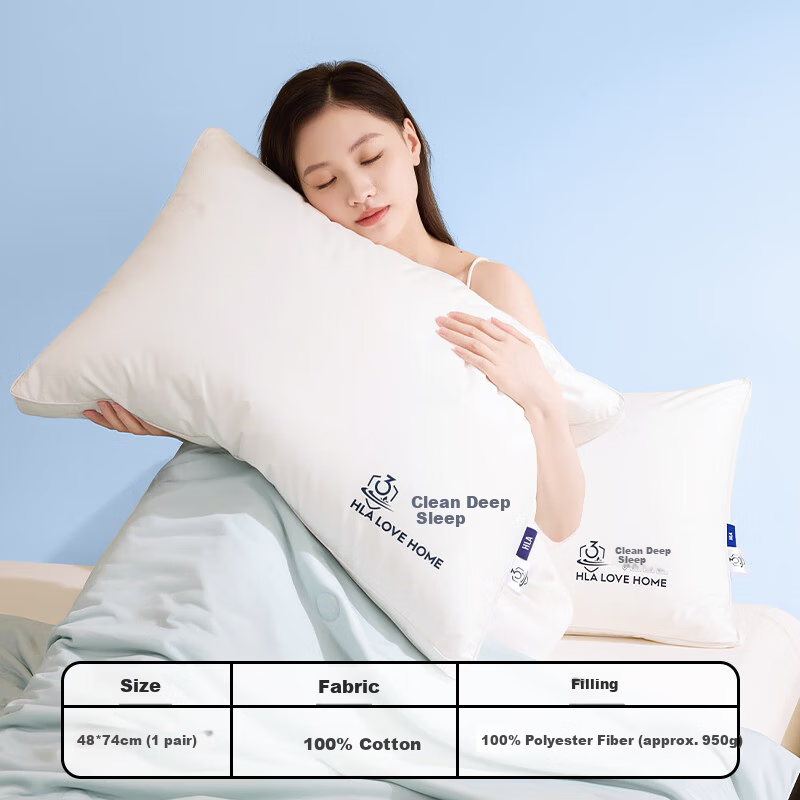 HLA A-Class Cotton Three-Protection Pillow Core Antibacterial Mite-Resistant Oil-Resistant Fiber Pillow Deep Sleep High Pillow Pair