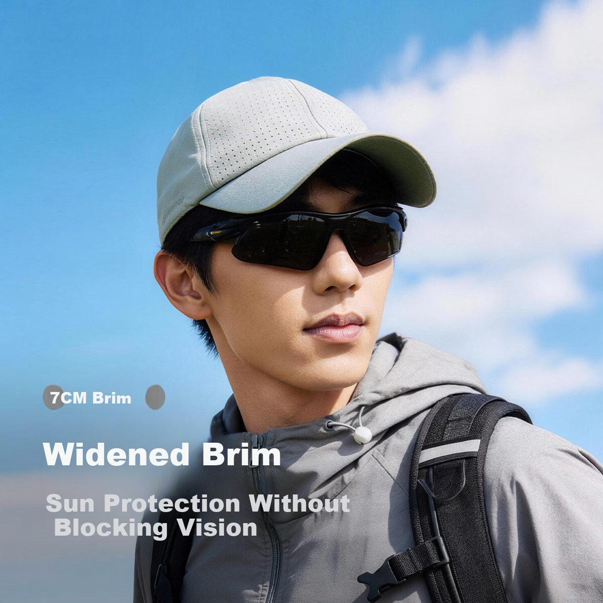 Zhenxiang Men's Spring Outdoor Sun Protection Baseball Cap UV Protection Breathable Duckbill Sports Hat Y1047