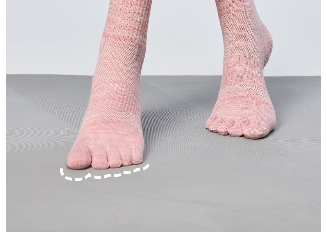 Keep Spliced Mid-Calf Five-Toe Yoga Socks Light Tea Brown One Size Fits 35-39 5