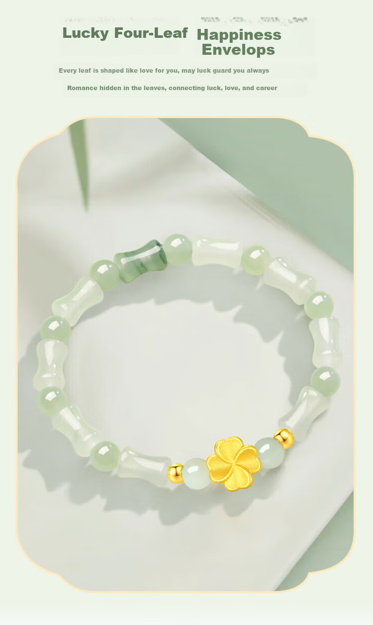 ALLOVE Bamboo Segment Four-Leaf Clover 999 Silver Bracelet for Women 2026 New Birthday 520 Valentine's Day Gift for Girlfriend Wife 5