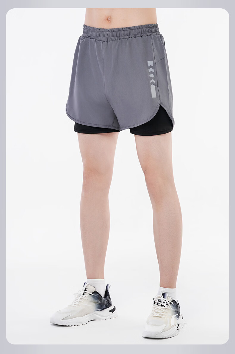 VICTORIATOURIST Men's Running Shorts with Sports Lining, Three-Quarter Length Track Pants, Indoor Professional Marathon Quick-Dry Two-In Fitness Shorts 17