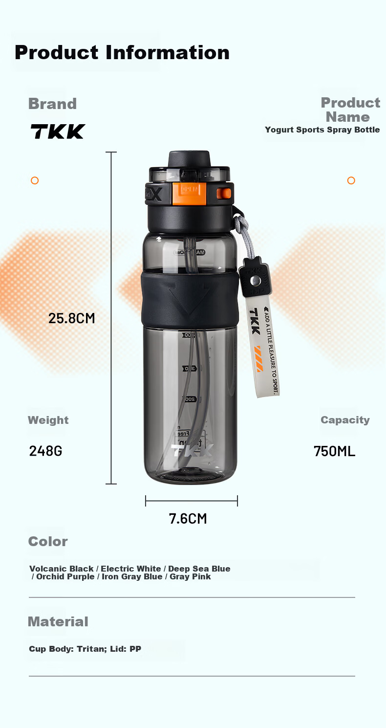 TKK Spray Water Bottle for Children School Use 6-12 Years Old Primary and Secondary Students Sports Water Bottle Unisex Tritan Cup Summer 17