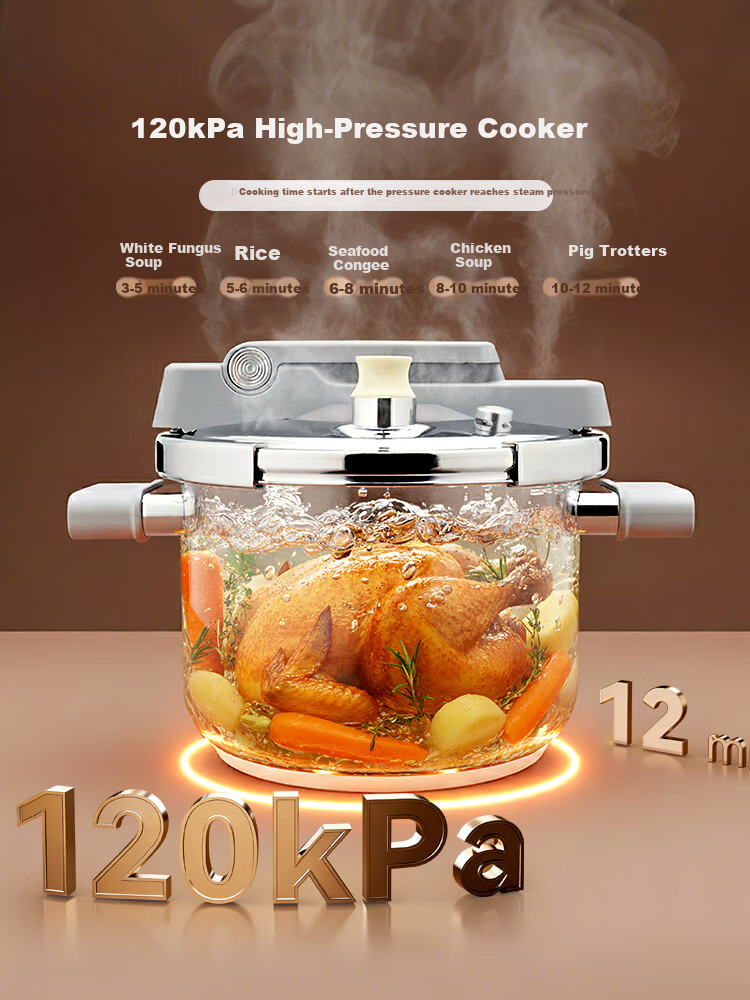 JD Jingzao High Pressure Cooker Pressure Pot Food Grade 316 Stainless Steel Multi-Safety Explosion-Proof 6L Large Capacity Stove Compatible 22cm 3