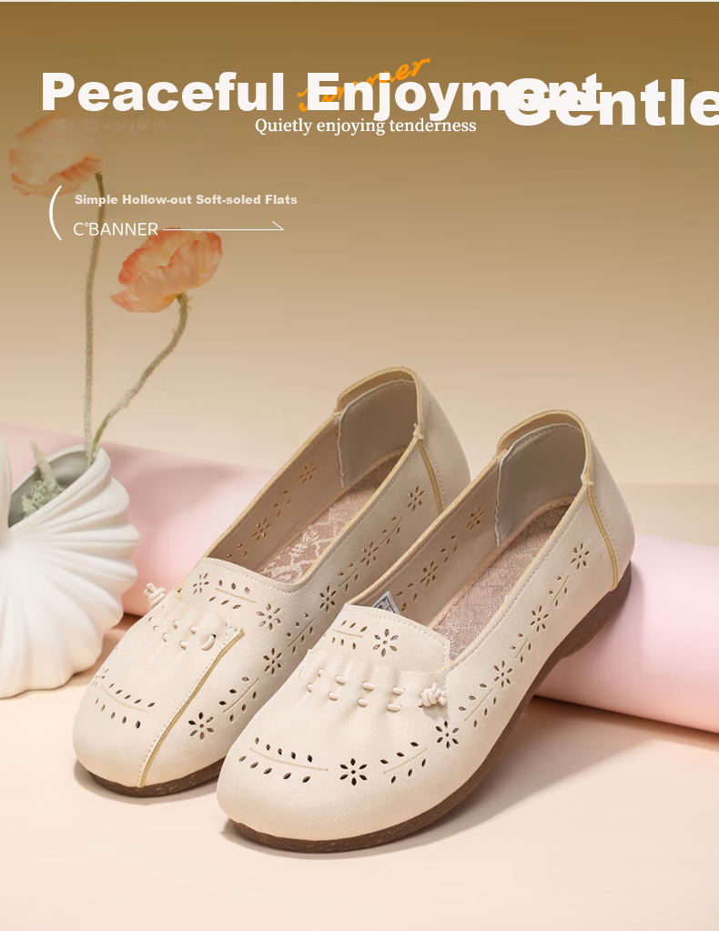 Taiheyuan Summer Women's Hollow Carved Anti-Slip Flat Shoes Comfortable Lightweight Middle-Aged and Elderly Mom Grandma Shoes 3