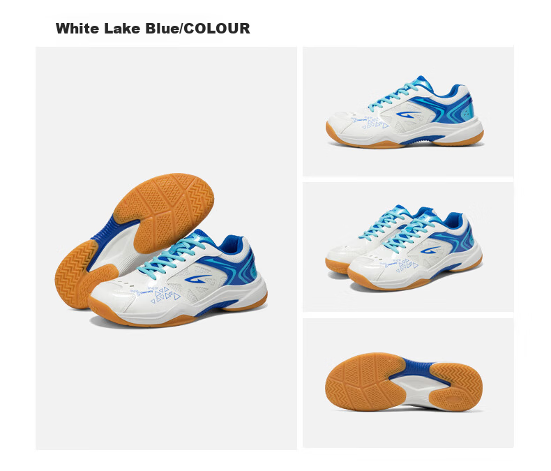 Dareway Unisex Badminton Shoes Shock Absorption Comfortable Stable Support Breathable Competition Training Sports Shoes White Lake Blue Size 45 24