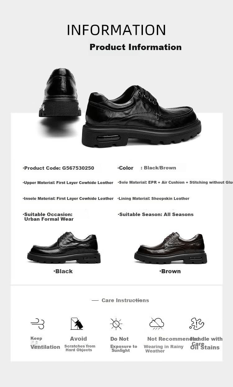 Goldlion Men's Business Dress Shoes Thick Sole Height Increasing Wedding Shoes G567530250AAA Black Size 44 [Spring Summer New] 8