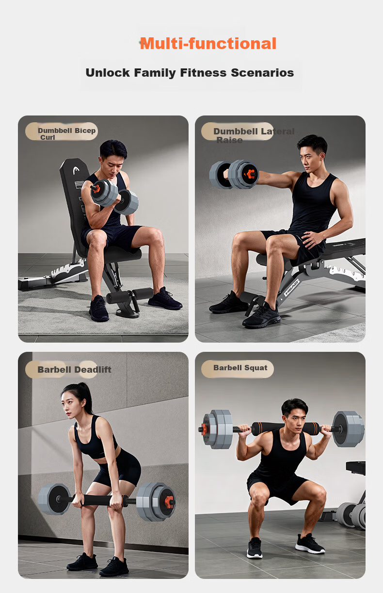 HEAD Dumbbell Barbell Men's Fitness Home Quick-Release Adjustable 20KG Set 13