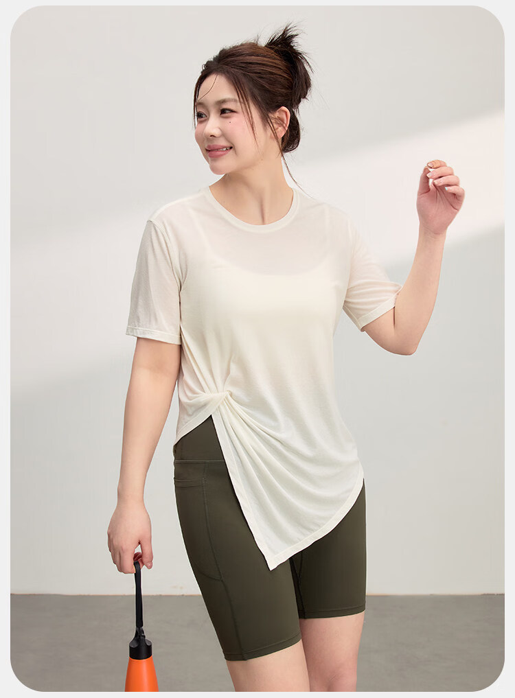 Borui Women's Summer Quick-Dry Sports Pullover T-Shirt Plus Size Yoga Fitness Short Sleeve Top 14